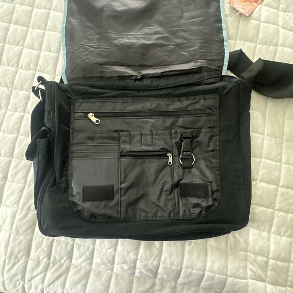 MUDD Messenger Bag Retro Y2K Black Embroidered Satchel Laptop Case Grunge Travel - Picture 5 of 11